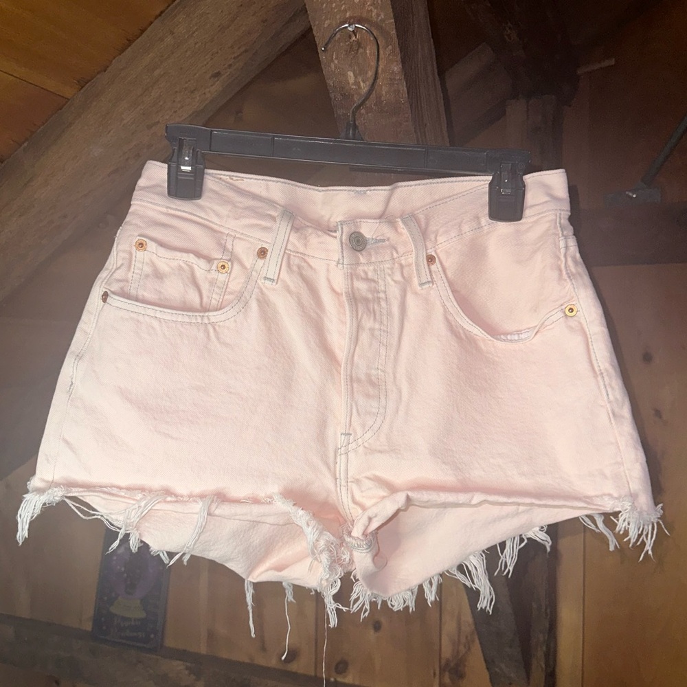 Light Pink Levi 501 Denim Shorts